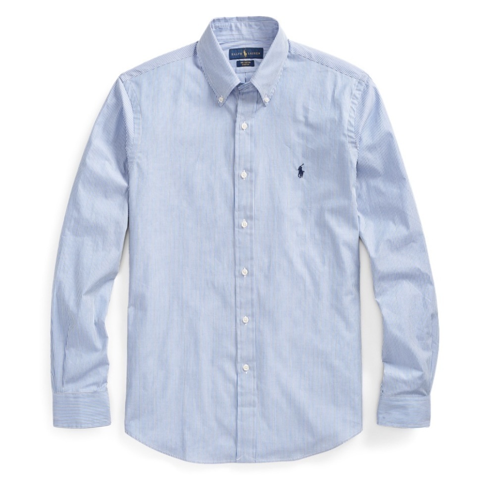 Ralph Lauren flannel light blue striped classic fit button down shirt, s L